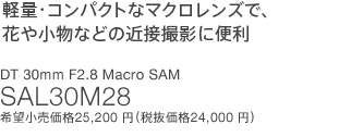 yʁERpNgȃ}NYŁAԂ⏬Ȃǂ̋ߐڎBeɕ֗ DT 30mm F2.8 Macro SAM SAL30M28