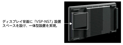 ディスプレイ背面に「VSP-NS7」設置スペースを設け、一体型設置を実現。