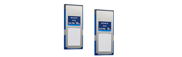 SxS（エス・バイ・エス）メモリーカードSxS PRO、左：『SBP-16』(16GB)、右：『SBP-8』(8GB)