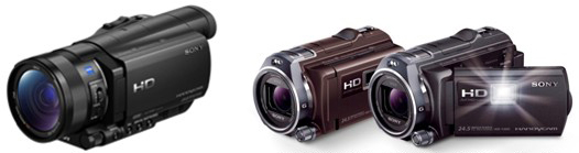 デジタルハイビジョンハンディカム（TM）『HDR-CX900』 ／ 『HDR-PJ800』 （左からボルドーブラウン、ブラック）