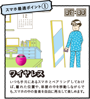 �X�}�z�œK�|�C���g1�F���C�����X�@�����茳�ɂ���X�}�z�ƃx�A�����O���Ă����΁A���ꂽ�ʒu��A�����̒����ړ����Ȃ���ł����y�����R�ɍĐ����Ċy���߂܂��B