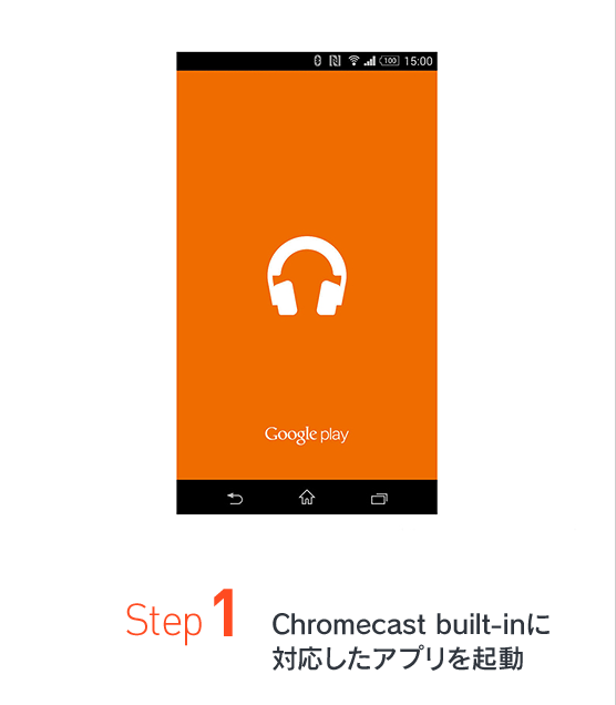 Chromecast built-inに対応したアプリを起動