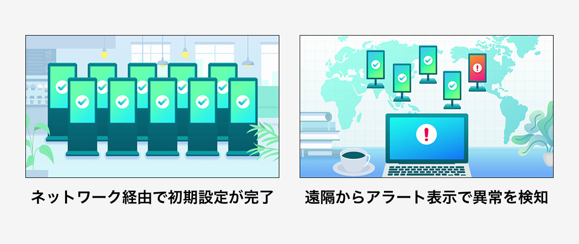 �l�b�g���[�N�o�R�ŏ����ݒ肪�����B���u����A���[�g�\���ňُ�����m