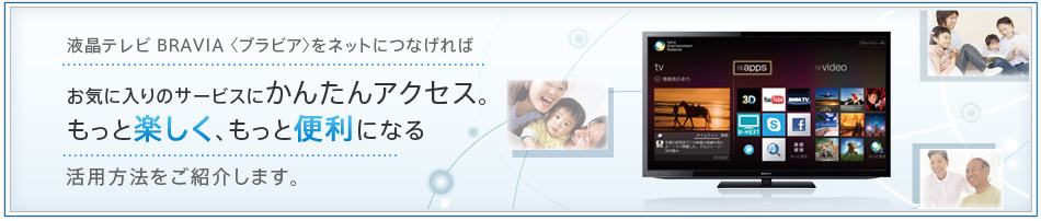 �t���e���rBRAVIA�q�u���r�A�r���l�b�g�ɂȂ���΂��C�ɓ���̃T�[�r�X�ɂ��񂽂�A�N�Z�X�B�����Ɗy�����A�����ƕ֗��ɂȂ銈�p���@�����Љ�܂��B