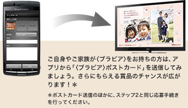 �����g�₲�Ƒ����q�u���r�A�r���������̕��́A�A�v������u�q�u���r�A�r�|�X�g�J�[�h�v�𑗐M���Ă݂܂��傤�B����ɂ��炦��ܕi�̃`�����X���L����܂��I���@���|�X�g�J�[�h���M�̂ق��ɁA�X�e�b�v2�Ɠ�������葱�����s���Ă��������B