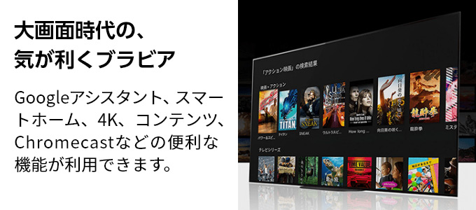 ���ʎ���́A�C�������u���r�A Google �A�V�X�^���g�A�X�}�[�g�z�[���A4K �R���e���c�AChromecast �Ȃǂ֗̕��ȋ@�\�����p�ł��܂��B