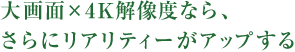 大画面×4K解像度なら、 さらにリアリティーがアップする