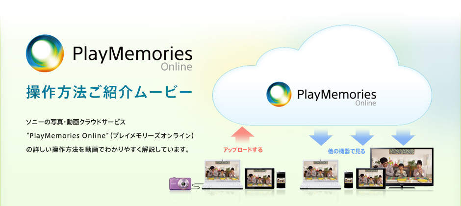 �hPlayMemories Online�h ������@���Љ�[�r�[�@�\�j�[�̎ʐ^�E����N���E�h�T�[�r�X�@�hPlayMemories Online�h�i�v���C�������[�Y�I�����C���j�̏ڂ���������@�𓮉�ŕ�����₷��������Ă��܂��B