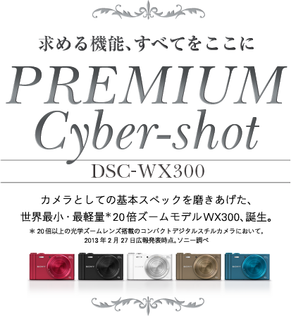 PREMIUM Cyber-shot DSC-WX300 | デジタルスチルカメラ Cyber-shot 