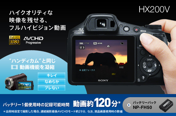 DSC-HX200V 特長 : フルハイビジョン動画撮影 | デジタルスチルカメラ