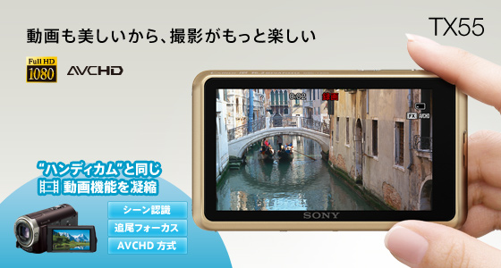 DSC-TX55 特長 : フルハイビジョン動画撮影 | デジタルスチル DSC-TX55 特長 : フルハイビジョン動画撮影 | デジタルスチル
