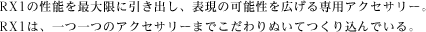 RX1�̐��\���ő���Ɉ����o���A�\���̉\�����L�����p�A�N�Z�T���[�BRX1�́A���̃A�N�Z�T���[�܂ł������ʂ��Ă��荞��ł���B