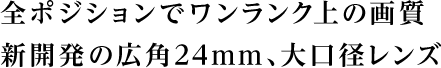 全ポジションでワンランク上の画質 新開発の広角24mm、大口径レンズ