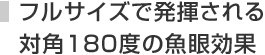 フルサイズで発揮される対角180度の魚眼効果