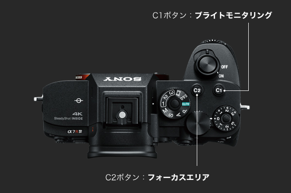 C1ボタン:ブライトモニタリング、C2ボタン:フォーカスエリア