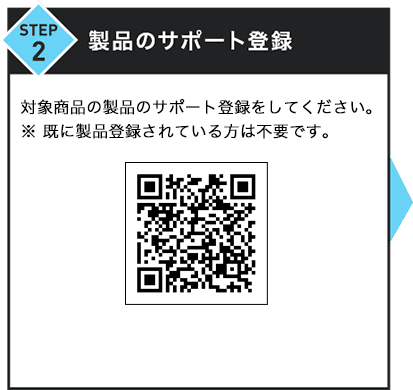 STEP2 ���i�̃T�|�[�g�o�^ �Ώۏ��i�̃T�|�[�g�o�^�����Ă��������B �����ɐ��i�o�^����Ă�����͕s�v�ł��B