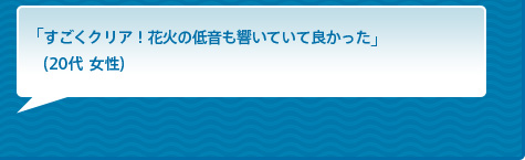 �u�������N���A�I�ԉ΂̒ቹ�������Ă��ėǂ������v�i20��  �����j