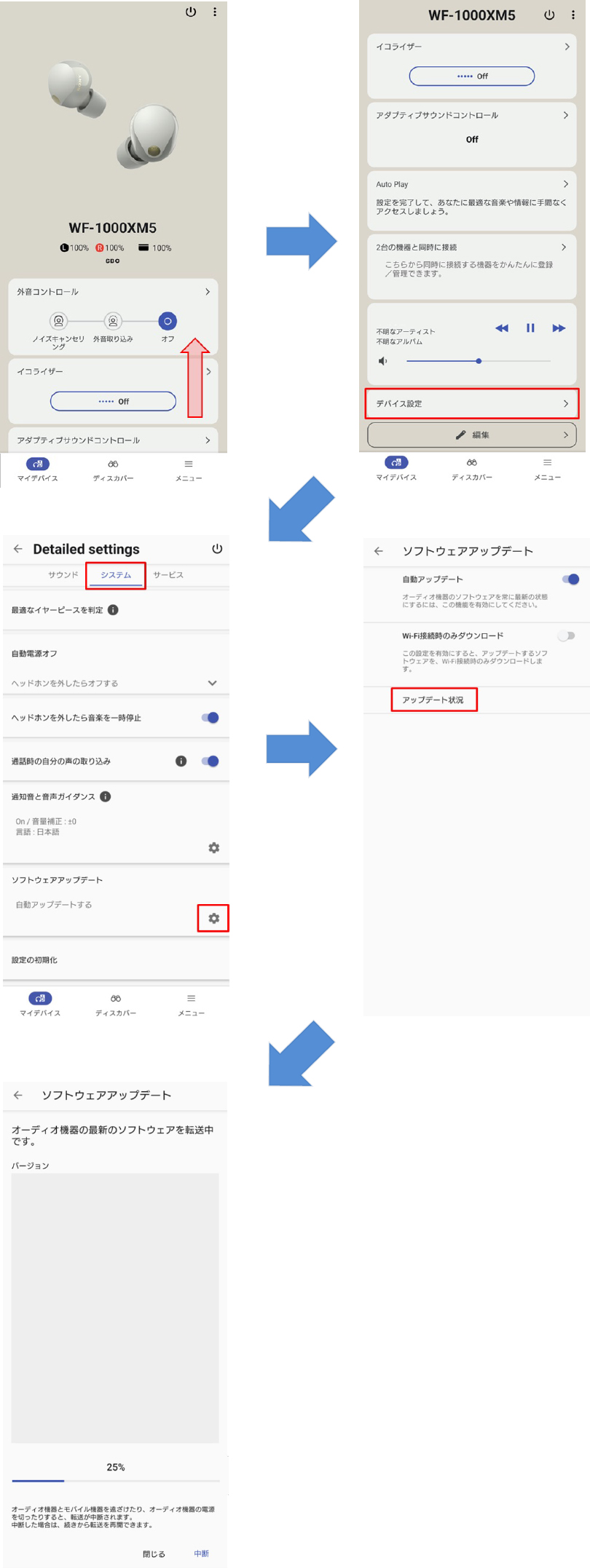 �A�b�v�f�[�g�����݂���ꍇ�́A�\�t�g�E�F�A�̃_�E�����[�h�Ɠ]�����J�n����܂��B