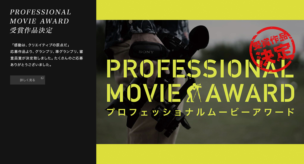 PROFESSIONAL MOVIE AWARD
��܍�i���� �u�����́A�N���G�C�e�B�u�̌��_���v�����i���A�O�����v���A���O�����v���A�R�����܂�����v���܂����B��������̂����傠�肪�Ƃ��������܂����B