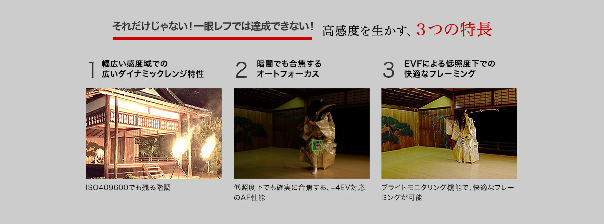 ���ꂾ������Ȃ��I��჌�t�ł͒B���ł��Ȃ��I �����x�𐶂����A�R�̓��� 1 ���L�����x��ł̍L���_�C�i�~�b�N�����W���� 2 �Èłł����ł���I�[�g�t�H�[�J�X 3 EVF�ɂ���Ɠx���ł̉��K�ȃt���[�~���O