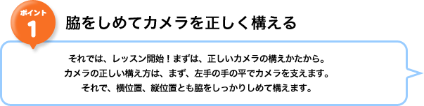 �|�C���g1�F�e�����߂ā@�J�����𐳂����\����