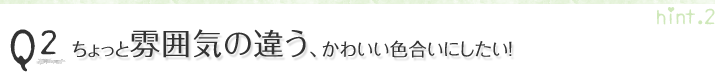 Q2.ちょっと雰囲気の違う、かわいい色合いにしたい!