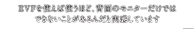 EVF���g���Ύg���قǁA�w�ʂ̃��j�^�[�����ł͂ł��Ȃ����Ƃ�����񂾂Ǝ������Ă��܂�