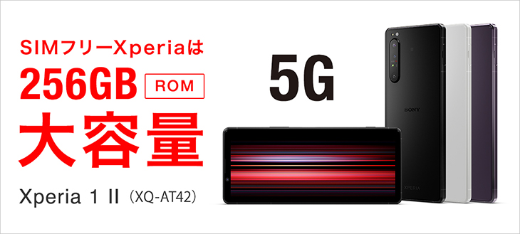 SIMフリーXperiaは256GB ROM 大容量 5G