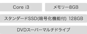 Core i3/�������[8GB�^�X�^���_�[�hSSD(�Í����@�\�t)128GB/DVD�X�[�p�[�}���`�h���C�u