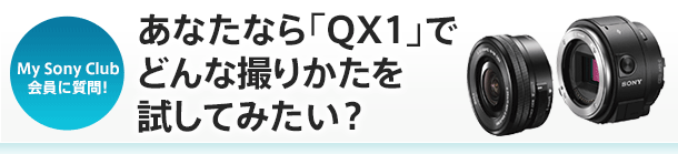 My Sony Club会員に質問！ あなたなら「QX1」でどんな撮りかたを試してみたい？