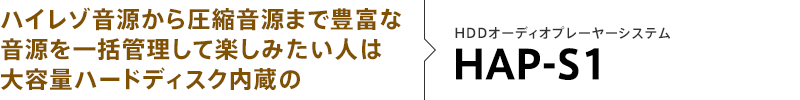 �n�C���]�������爳�k�����܂ŖL�x�ȉ������ꊇ�Ǘ����Ċy���݂����l�͑�e�ʃn�[�h�f�B�X�N������ HDD�I�[�f�B�I�v���[���[�V�X�e�� HAP-S1