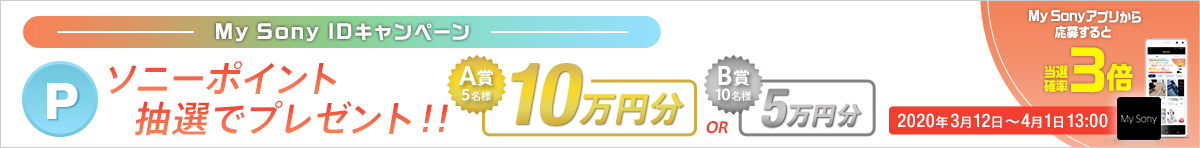 My Sony ID�L�����y�[�� �ő�10���~���̃\�j�[�|�C���g�v���[���g