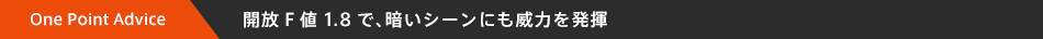 One Point Advice | �J��F�l1.8�ŁA�Â��V�[���ɂ��З͂𔭊�