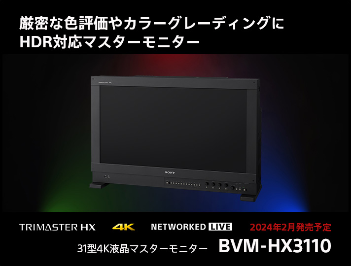 厳密な色評価やカラーグレーディングに　HDR対応マスターモニター　BVM-HX3110　2024年2月発売予定