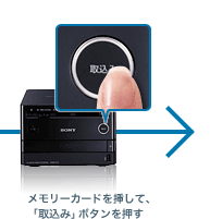 メモリーカードを挿して、「取込み」ボタンを押す