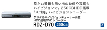 デジタルハイビジョンチューナー内蔵HDD搭載DVDレコーダー RDZ-D70