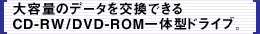 大容量のデータを交換できるCD-RW/DVD-ROM一体型ドライブ。