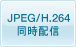 映像圧縮方式はJPEG方式とH.264方式に対応し、最大3種類の設定による映像ストリームの同時配信が可能です。
またH,264は従来のベースラインプロファイルに加え、新たにメインプロファイル、ハイプロファイルに対応しています。