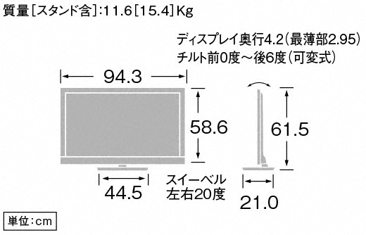 KDL-40HX720 寸法図 | テレビ ブラビア | ソニー KDL-40HX720 寸法図 | テレビ ブラビア | ソニー