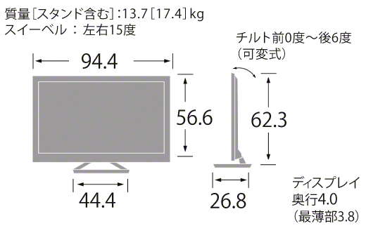 Kdl 40hx850 寸法図 テレビ ブラビア ソニー