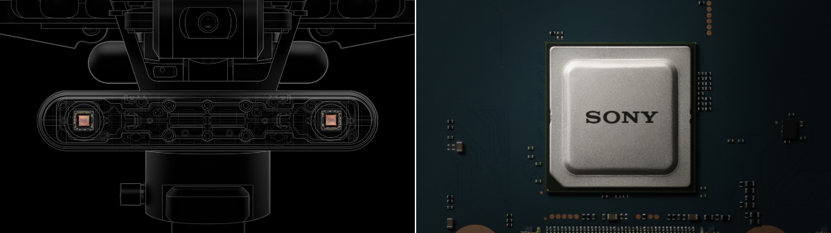左：ソニー製イメージセンサーを搭載したステレオカメラ、右：ソニー製ビジョンセンシングプロセッサ