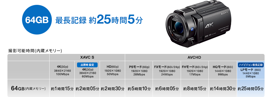 FDR-AX30 | デジタルビデオカメラ Handycam ハンディカム | ソニー