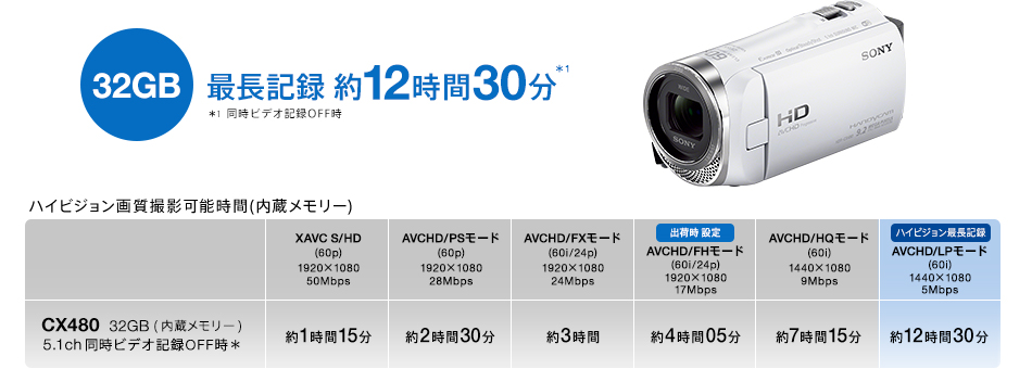 SONY  HANDYCAM  HDR-CX480