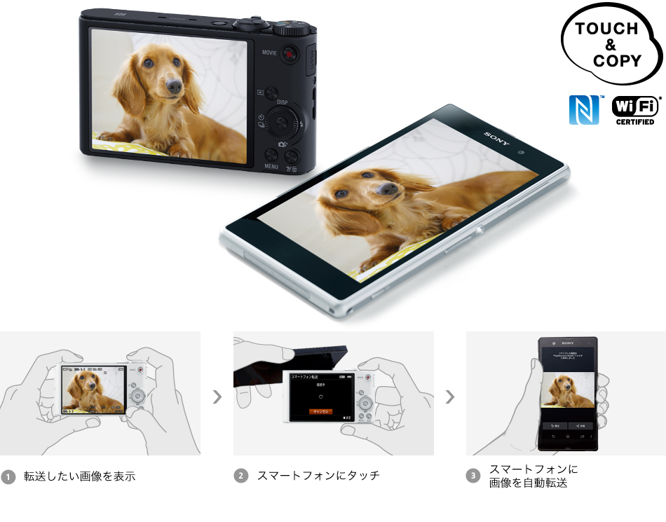 DSC-WX350 特長 : Wi-Fi（R）／NFC機能＆楽しい撮影機能 | デジタル 