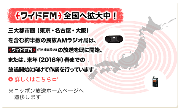 AMラジオの番組がFM放送でも聴ける ワイドFM（FM補完放送）！ いつの時代もラジオはソニー スペシャルコンテンツ ラジオ／CD