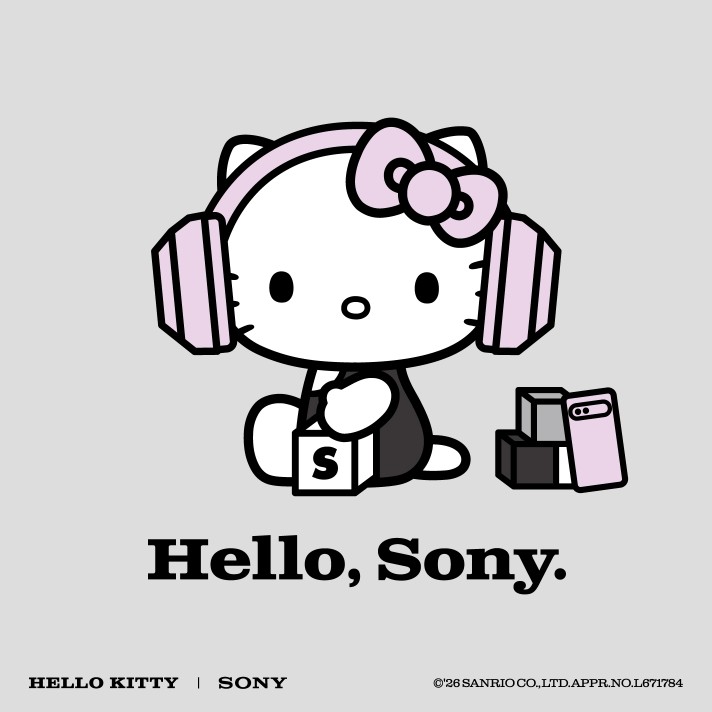 Hello, Sony. HELLO KITTY | SONY &copy; '26 SANRIO CO., LTD. APPR. NO. L671784