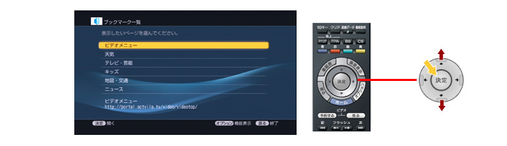 ブックマークに登録したページを表示する