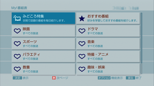 My!番組表画面