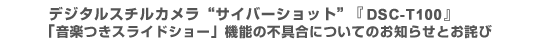fW^X`J TCo[VbgwDSC-T100x@uyXChV[v@\̕sɂĂ̂m点Ƃl