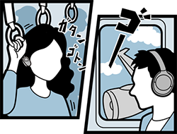 ノイズキャンセリング機能を使って騒音の多い場所で快適に使おう 会話形式で学ぶ ヘッドホン豆知識 使いかた ヘッドホン サポート お問い合わせ ソニー